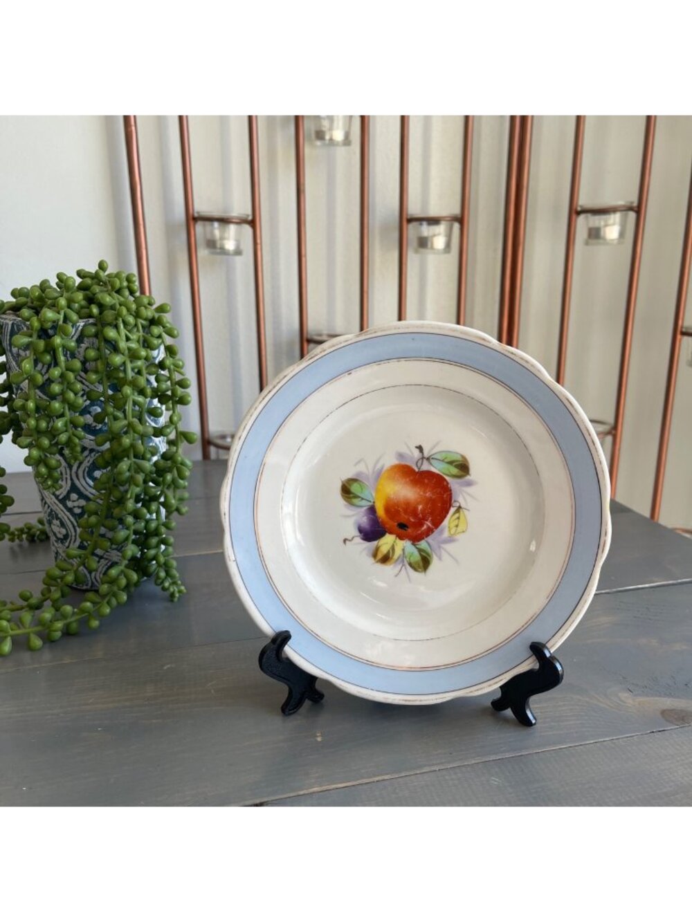 Antique KPM Berlin Porcelain Plate Rim Gold Gild Edges Hand Painted Apple Fruit